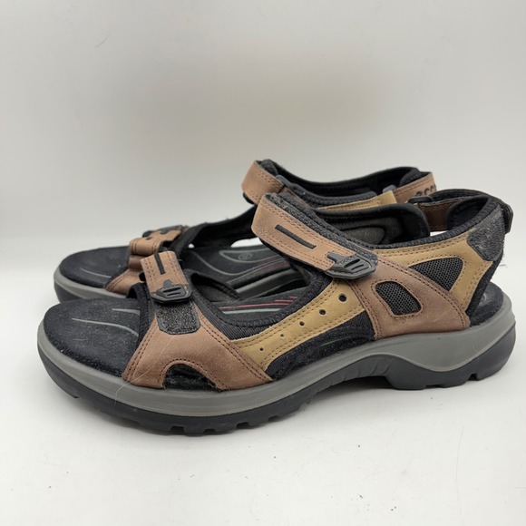 ECCO Yucatan Womens Brown Black Nubuck Leather Sport Hiking Sandals Size 40 - Picture 2 of 9